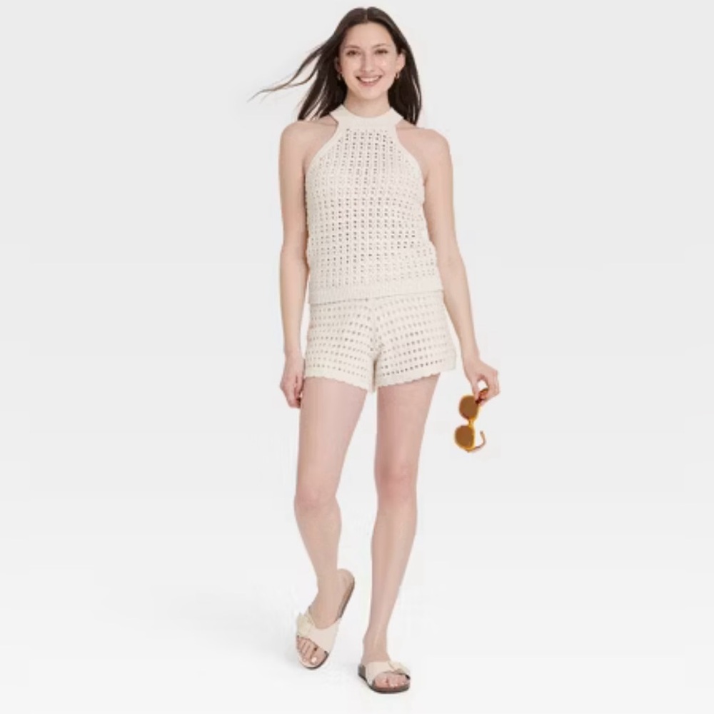 NWT Women's Openwork Halter Crewneck Sweater Tank - Universal Thread™ - Picture 3 of 8